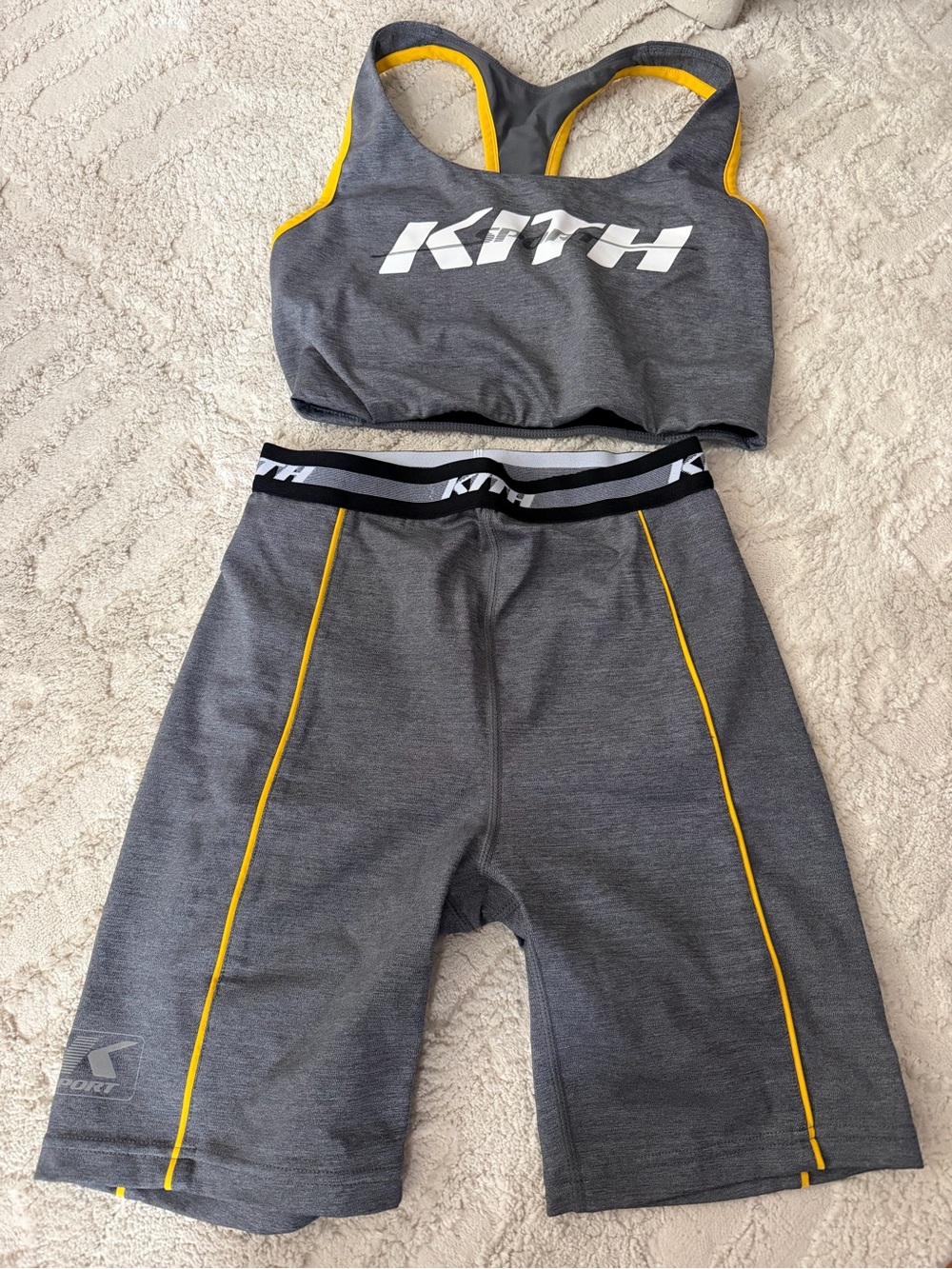 KITH Gray Athletic Bike Shorts and matching top bra